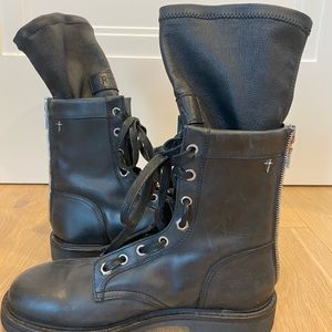 RtA Black leather combat boots. Size 8